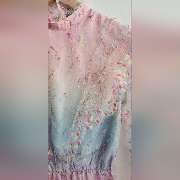 Olivia Rubin Saffy Dress in Neon Rainbow Lace, Size US 4 - Picture 7 of 11